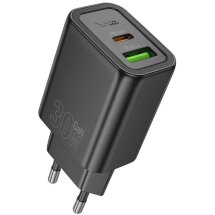 Сетевое зарядное устройство Hoco N63 PD30W + QC3.0 (USB + Type-C) - Black: фото 1 из 5