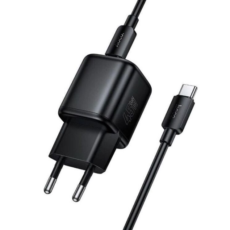Сетевое зарядное устройство Hoco N84 PD45W + кабель Type-C to Type-C - Black (996003B) Сетевое зарядное устройство Hoco N84 PD45W + кабель Type-C to Type-C - Black: фото 5 из 9