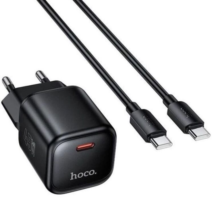 Сетевое зарядное устройство Hoco N84 PD45W + кабель Type-C to Type-C - Black (996003B) Сетевое зарядное устройство Hoco N84 PD45W + кабель Type-C to Type-C - Black: фото 2 из 9