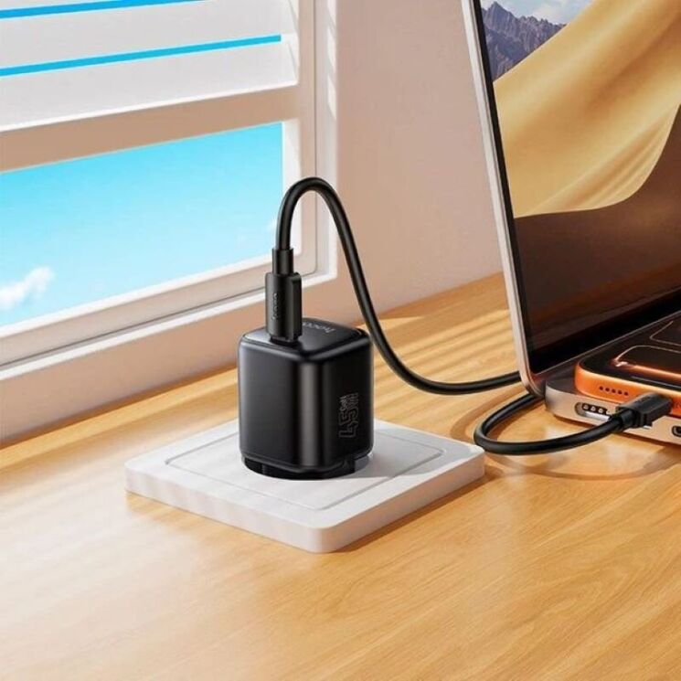 Сетевое зарядное устройство Hoco N84 PD45W + кабель Type-C to Type-C - Black (996003B) Сетевое зарядное устройство Hoco N84 PD45W + кабель Type-C to Type-C - Black: фото 9 из 9