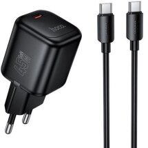 Сетевое зарядное устройство Hoco N84 PD45W + кабель Type-C to Type-C - Black: фото 1 из 9