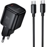 Мережевий зарядний пристрій Hoco N84 PD45W + кабель Type-C to Type-C - Black: фото 1 з 9