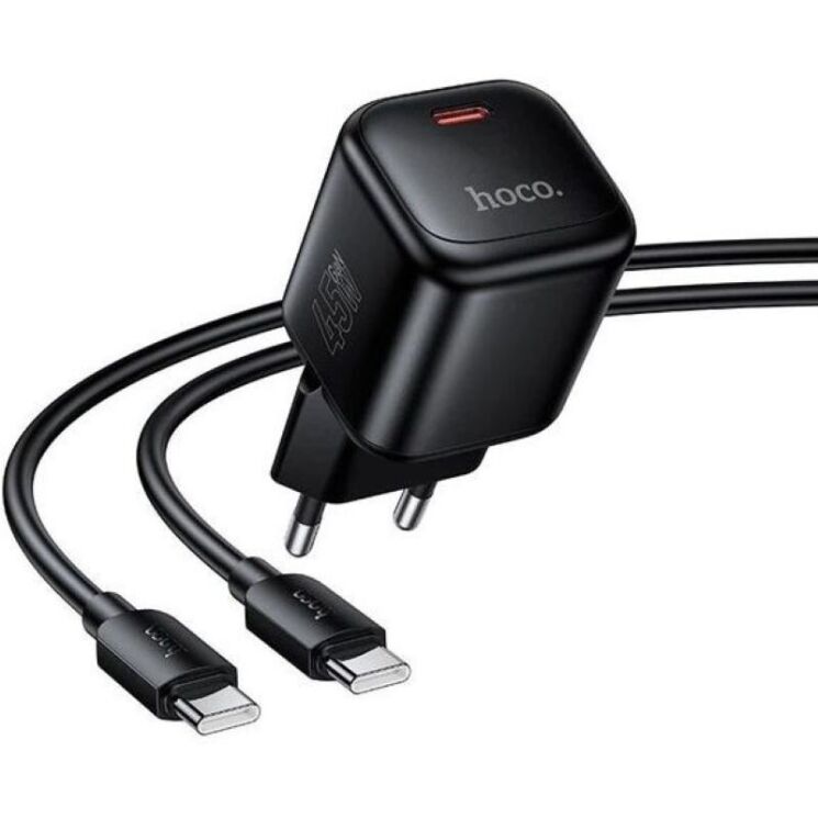 Сетевое зарядное устройство Hoco N84 PD45W + кабель Type-C to Type-C - Black (996003B) Сетевое зарядное устройство Hoco N84 PD45W + кабель Type-C to Type-C - Black: фото 4 из 9