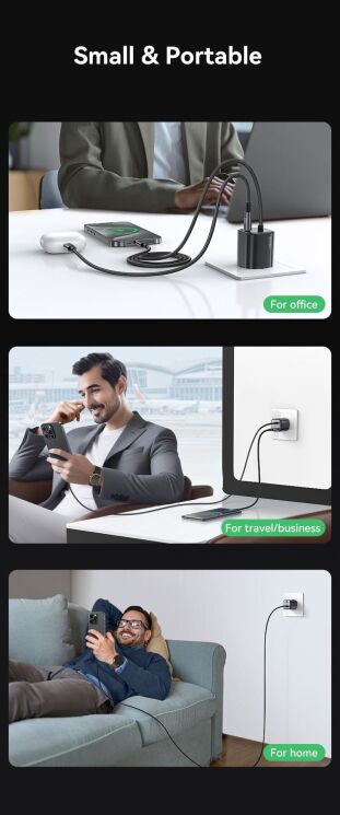 Мережевий зарядний пристрій USAMS US-CC261 GaN 20W (Type-C) + кабель Type-C - Black: фото 8 з 16