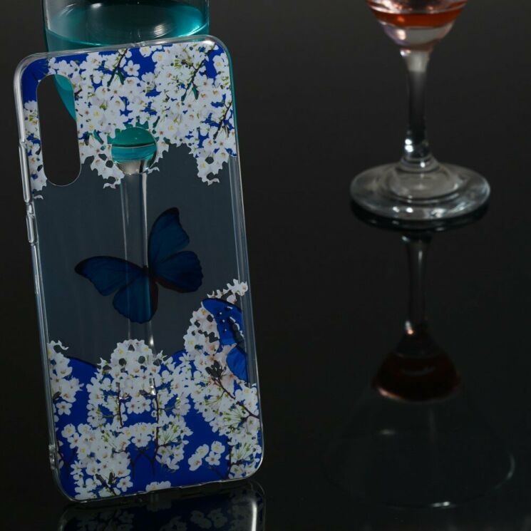 Силіконовий (TPU) чохол Deexe Pretty Glossy для Huawei P30 Lite - Blue Butterfly and Flower: фото 5 з 5