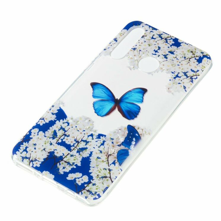 Силіконовий (TPU) чохол Deexe Pretty Glossy для Huawei P30 Lite - Blue Butterfly and Flower: фото 3 з 5