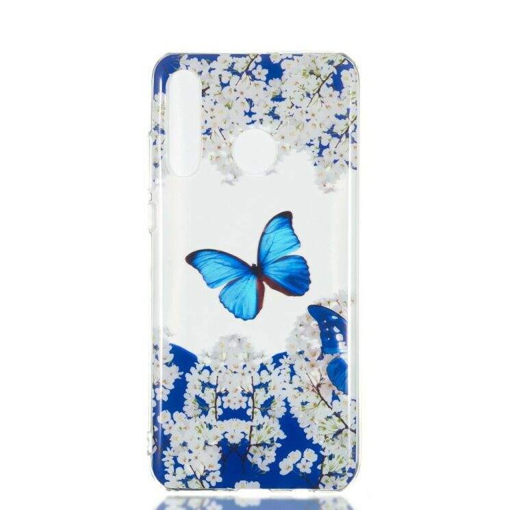 Силіконовий (TPU) чохол Deexe Pretty Glossy для Huawei P30 Lite - Blue Butterfly and Flower: фото 2 з 5