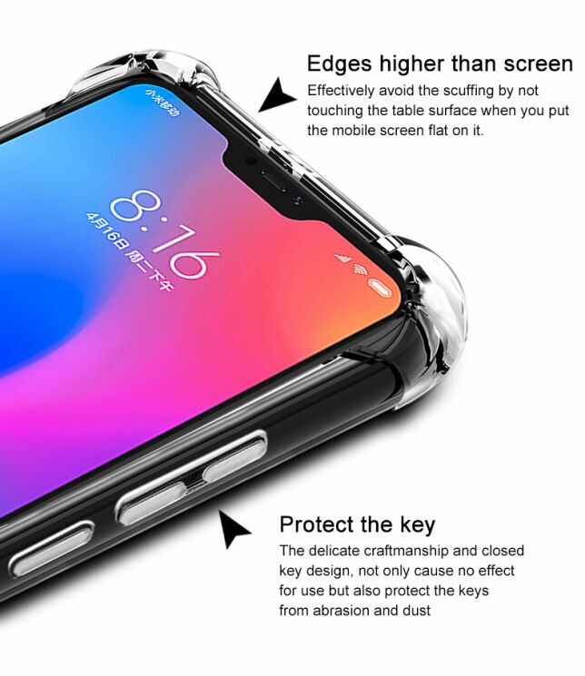 Силиконовый (TPU) чехол IMAK Airbag MAX для Xiaomi Redmi 6 Pro / Mi A2 Lite - Matte Black: фото 6 из 10