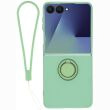 Силиконовый (TPU) чехол с кольцом Deexe Color Shell (FF) для Samsung Galaxy Flip 8 - Mint Green (423529MG)