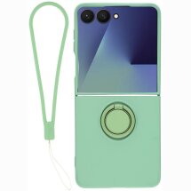 Силиконовый (TPU) чехол с кольцом Deexe Color Shell (FF) для Samsung Galaxy Flip 8 - Mint Green: фото 1 из 5