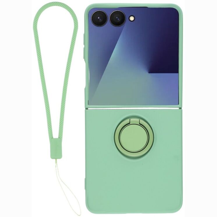 Силиконовый (TPU) чехол с кольцом Deexe Color Shell (FF) для Samsung Galaxy Flip 8 - Mint Green: фото 1 из 5