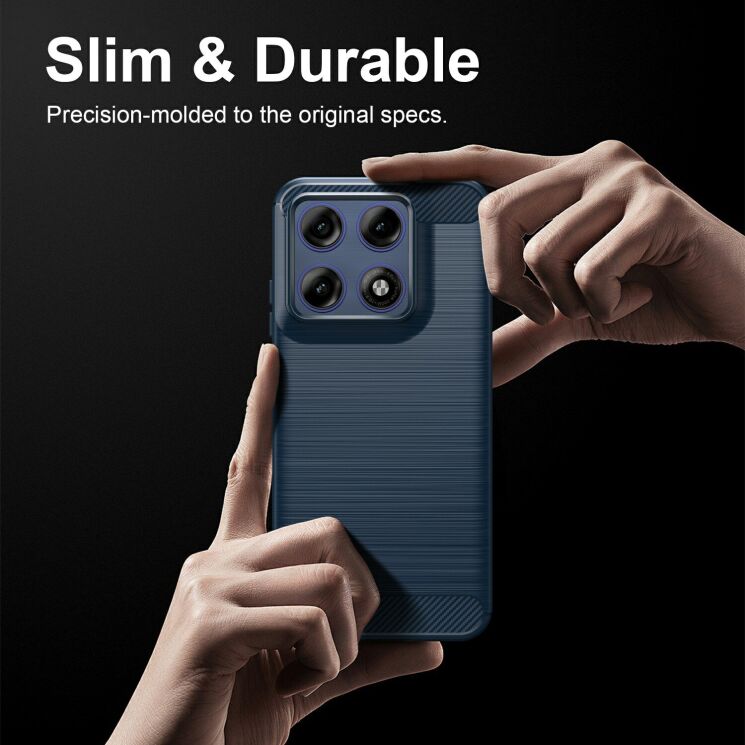 Силіконовий (TPU) чохол UniCase Carbon для Motorola Edge 70 Pro - Blue: фото 7 з 9
