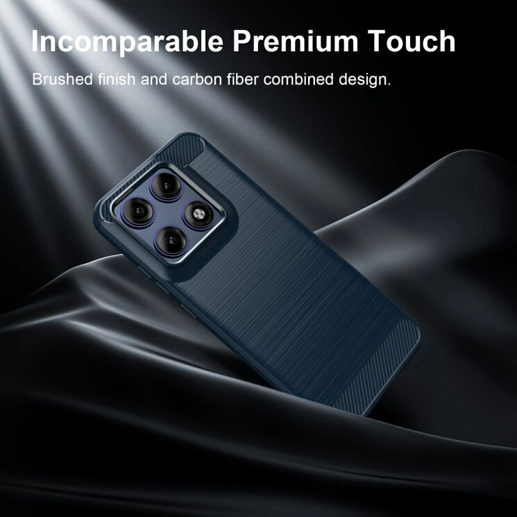 Силіконовий (TPU) чохол UniCase Carbon для Motorola Edge 70 Pro - Blue: фото 8 з 9
