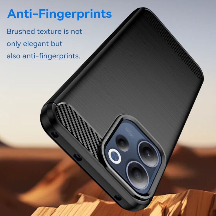 Силиконовый (TPU) чехол UniCase Carbon для OPPO Reno 15 F/FS - Black: фото 4 из 8