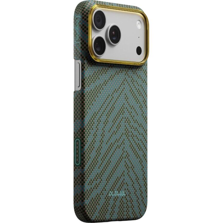Ультратонкий чохол Pitaka Edge Case Breath of Veins для iPhone 17 Pro (BV1703P) - Dive Green: фото 2 з 13