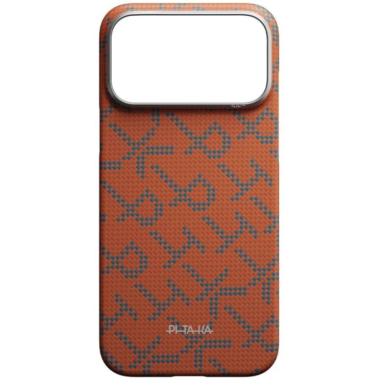Ультратонкий чехол Pitaka Edge Case Monogram для iPhone 17 Pro (KI1703PTK) - Blue / Orange: фото 3 из 11