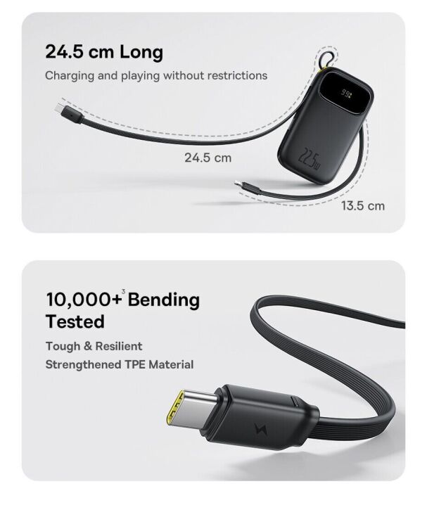 Внешний аккумулятор Baseus EnerFill FC31 22.5W (10000mAh) + кабель Type-C + Lightning (PPQD3) - White: фото 14 из 18