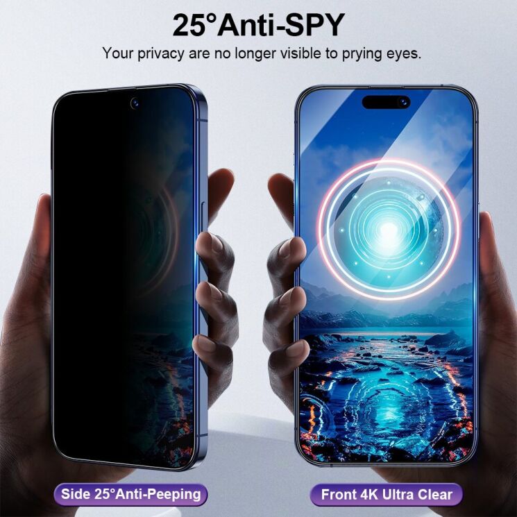 Захисне скло YONGPOLY Privacy для Apple iPhone 17 Pro - Black: фото 4 з 9
