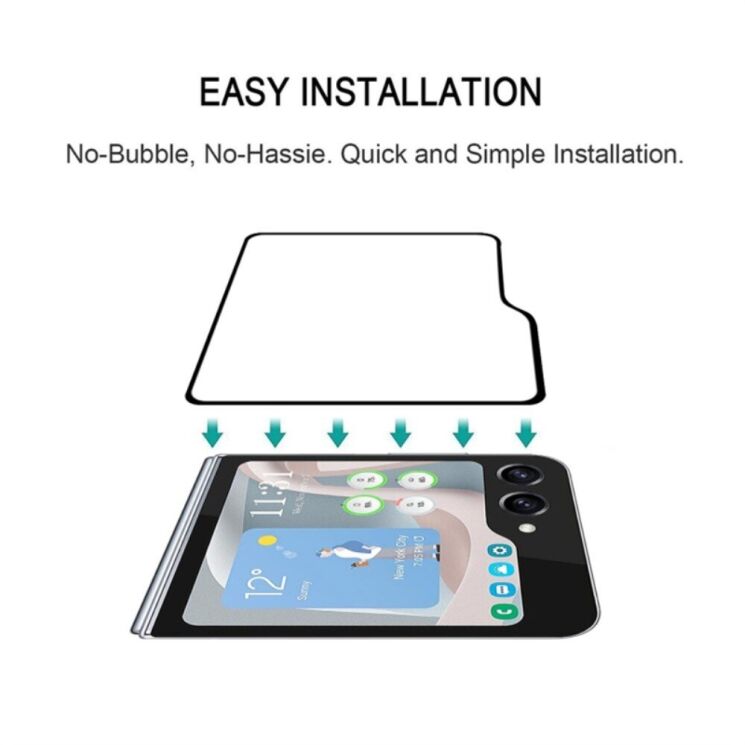 Защитное стекло Deexe Full Glue Coverage для Samsung Galaxy Flip 5 - Black: фото 7 из 8