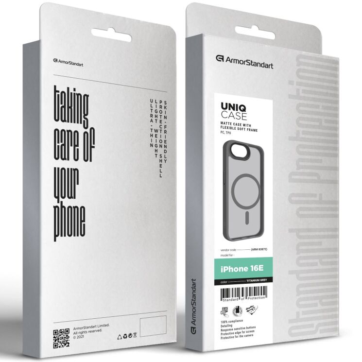 Защитный чехол ArmorStandart Uniq MagSafe для Apple iPhone 16e - Titanium Grey: фото 3 из 3