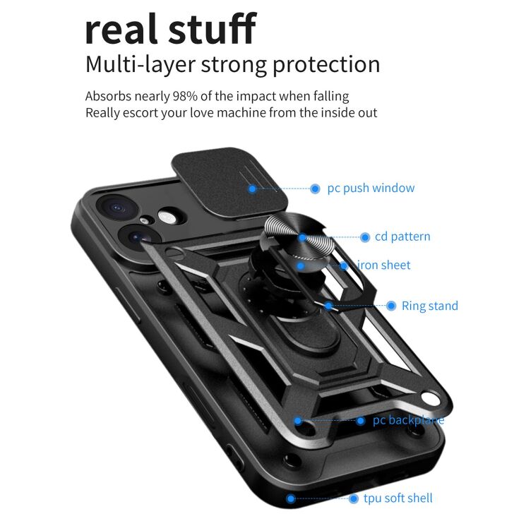 Защитный чехол Deexe Armor Shield для Apple iPhone 17 - Black: фото 2 из 10