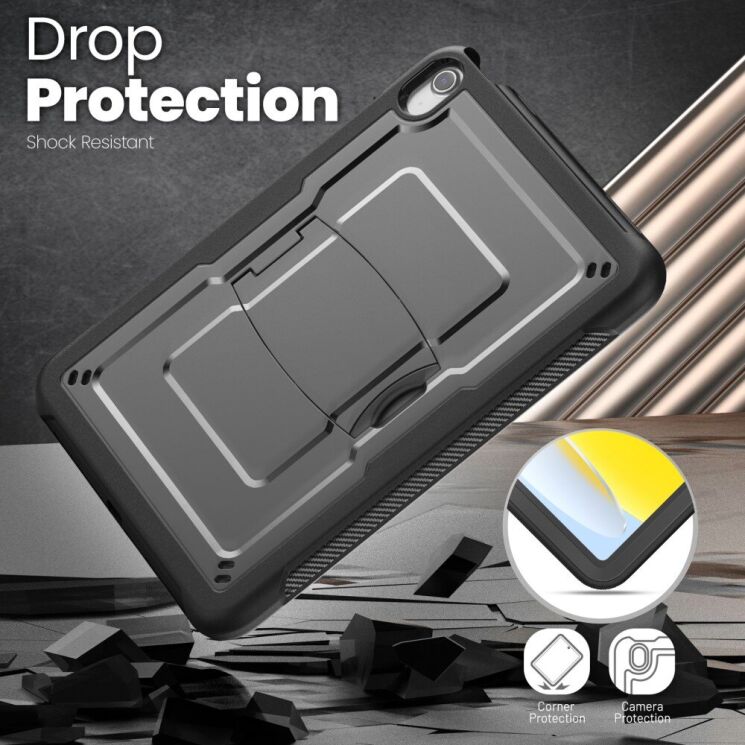 Захисний чохол Deexe Armor Stand для Apple iPad 10.9 (2022) / iPad 11 (2025) - Black: фото 6 з 11