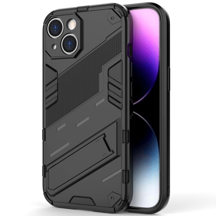 Захисний чохол з підставкою Deexe Bibercas для iPhone 15 - Black: фото 1 з 7