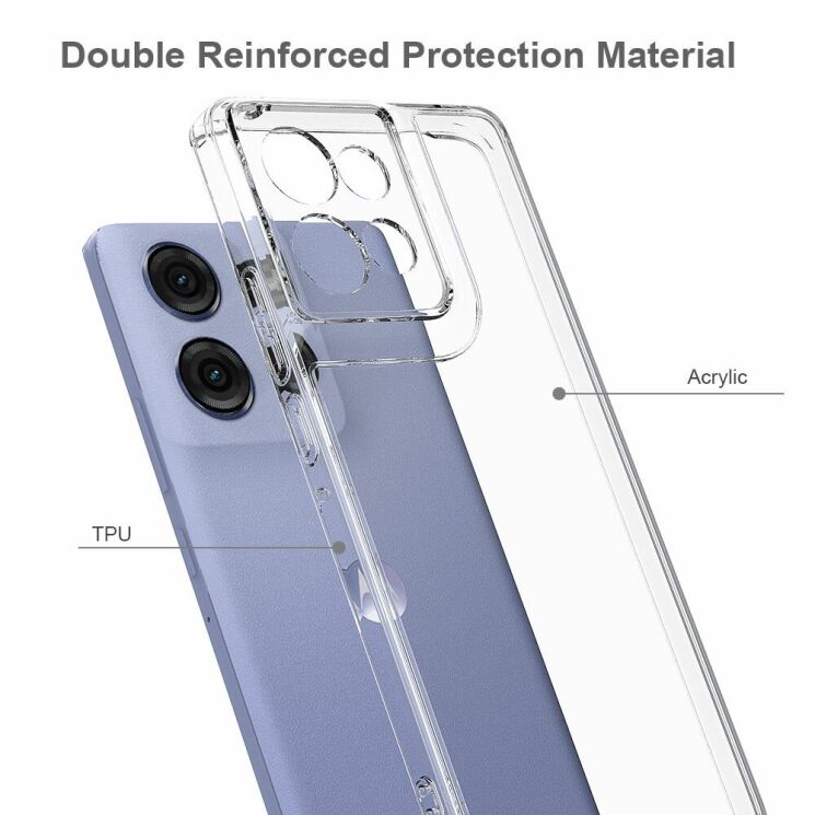 Защитный чехол Deexe Crystal Hybrid для Motorola Moto G75 - Transparent: фото 5 из 7