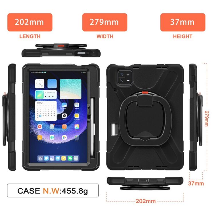 Защитный чехол Deexe Hand Grip для Xiaomi Pad 6 / 6 Pro - Black / Red: фото 11 из 11