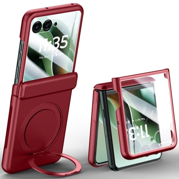 Защитный чехол Deexe Hinge Ring для Motorola Razr 60 Ultra - Red: фото 1 из 11