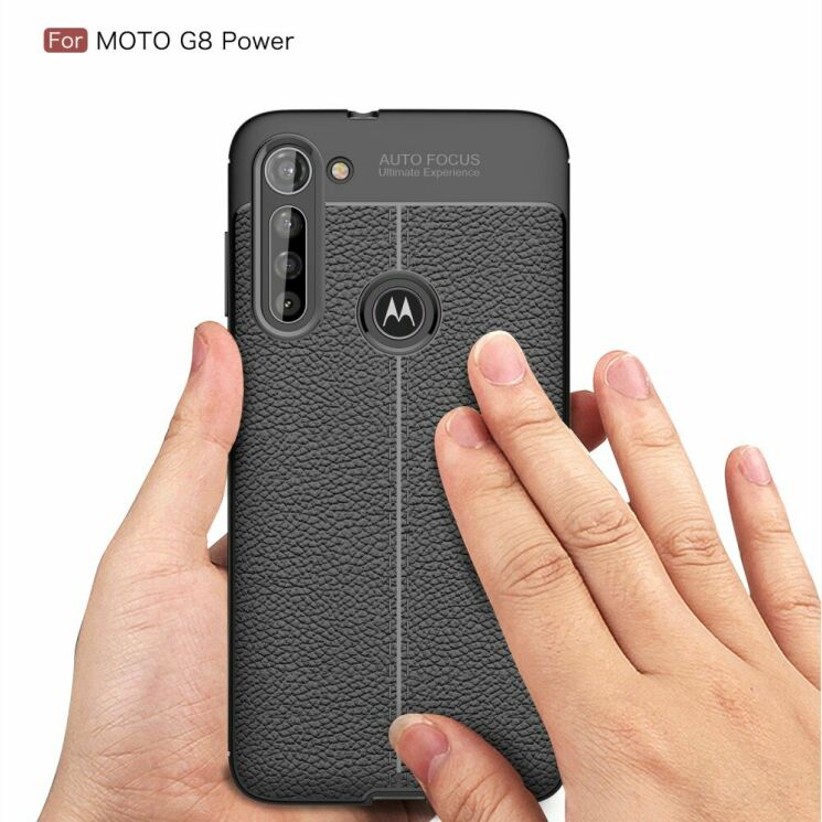 Защитный чехол Deexe Leather Cover для Motorola Moto G8 Power - Black: фото 11 из 14