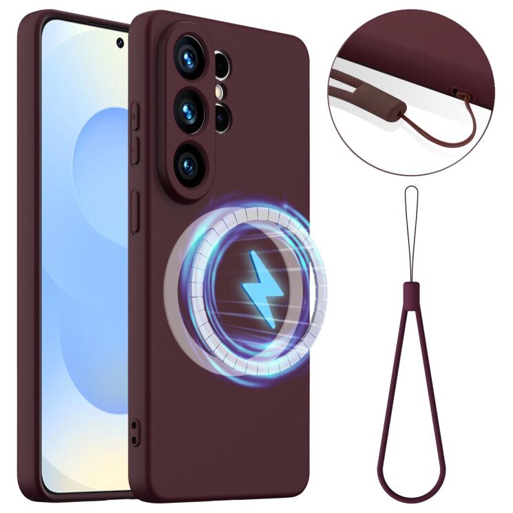 Защитный чехол Deexe Silicone Case with MagSafe для Samsung Galaxy S26 Ultra - Wine Red: фото 1 из 9