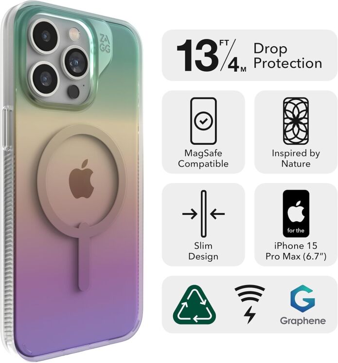 Захисний чохол Gear4 Milan Snap with Magsafe для Apple iPhone 15 Pro Max (702312346 / 702312659) - Iridescent: фото 16 з 19