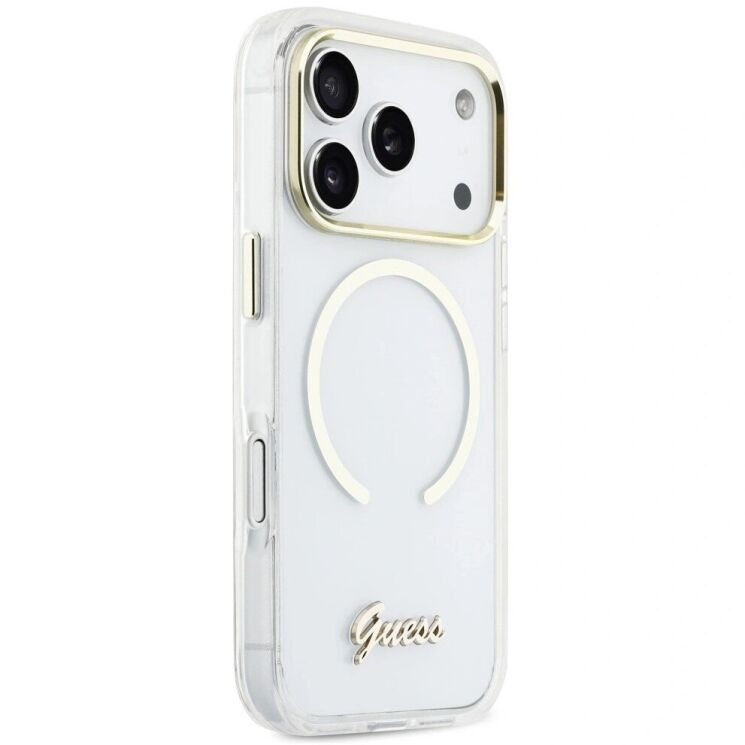 Защитный чехол Guess IML Script Metal MagSafe для iPhone 17 Pro Max (GUHMP17X5HTCSMST) - Transparent: фото 4 из 9