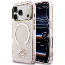 Захисний чохол Karl Lagerfeld IML KL Script Logo MagSafe для iPhone 17 Pro Max (KLHMP17X5HSKMEDP) - Pink: фото 1 з 5