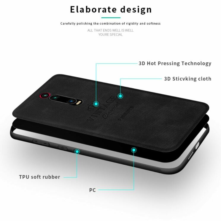 Защитный чехол PINWUYO Vintage Series для Xiaomi Mi 9T / Mi 9T Pro / Redmi K20 / Redmi K20 Pro - Black: фото 5 из 11