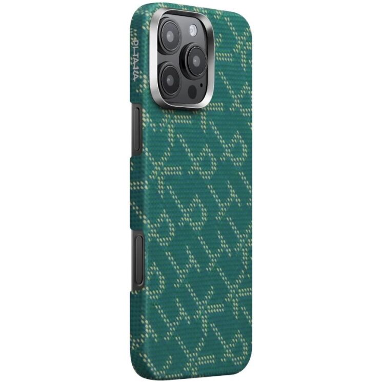 Защитный чехол Pitaka Tactile Woven Case Monogram для Apple iPhone 16 Pro Max (KI1601PTKP) - Green / Gold: фото 2 из 12