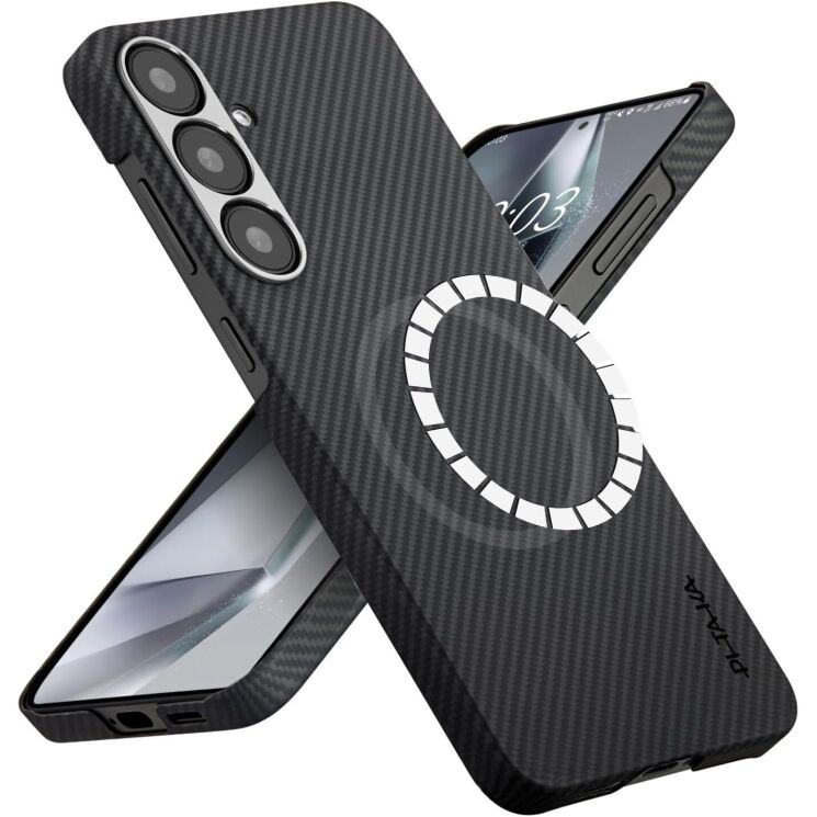 Защитный чехол Pitaka Ultra-Slim Case для Samsung Galaxy S25 Plus (S936) KS2501S - 600D Black / Grey (Twill): фото 1 из 11