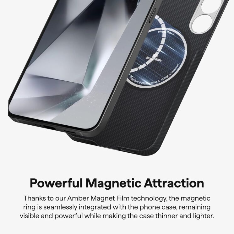 Защитный чехол Pitaka Ultra-Slim Case для Samsung Galaxy S25 Plus (S936) KS2501S - 600D Black / Grey (Twill): фото 8 из 11