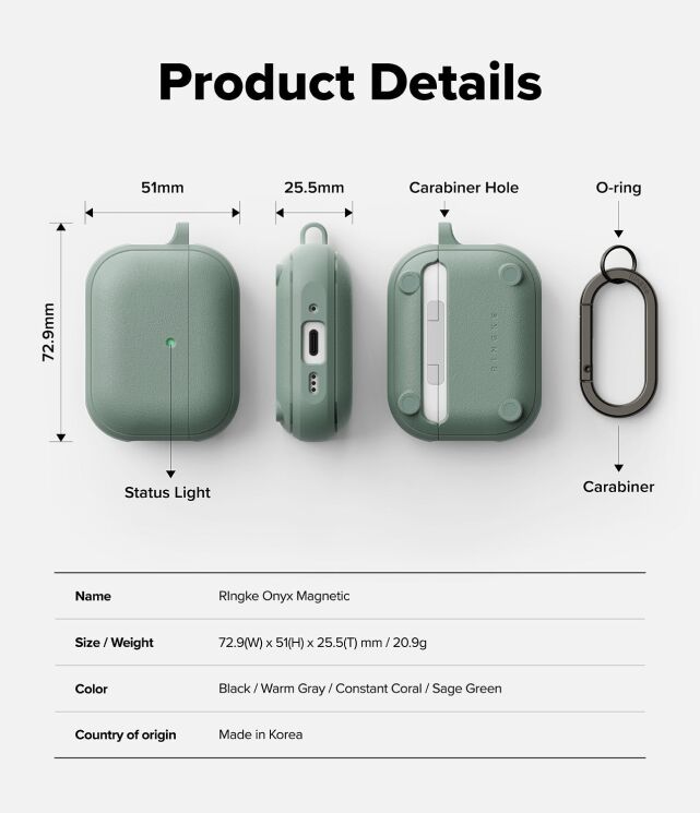 Защитный чехол Ringke Onyx Magnetic (FH) для AirPods Pro 3 (8800328818590) - Mint (390179M) Защитный чехол Ringke Onyx Magnetic (FH) для AirPods Pro 3 (8800328818590) - Mint: фото 12 из 13