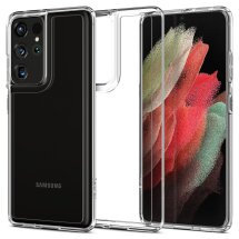 Захисний чохол Spigen (SGP) Crystal Hybrid для Samsung Galaxy S21 Ultra (G998) - Crystal Clear: фото 1 з 8