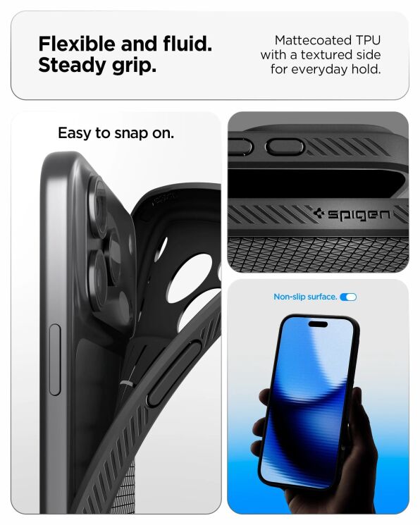 Захисний чохол Spigen (SGP) Liquid Air для Apple iPhone 17 Pro (ACS10331) - Matte Black: фото 10 з 13