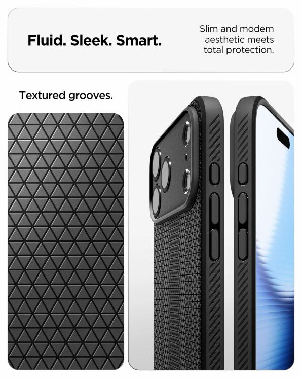 Захисний чохол Spigen (SGP) Liquid Air для Apple iPhone 17 Pro (ACS10331) - Matte Black: фото 9 з 13