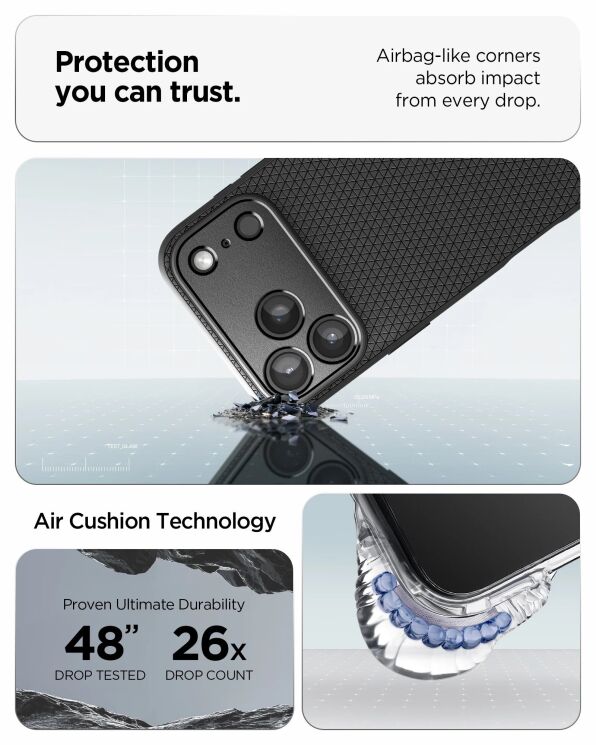 Захисний чохол Spigen (SGP) Liquid Air для Apple iPhone 17 Pro (ACS10331) - Matte Black: фото 12 з 13