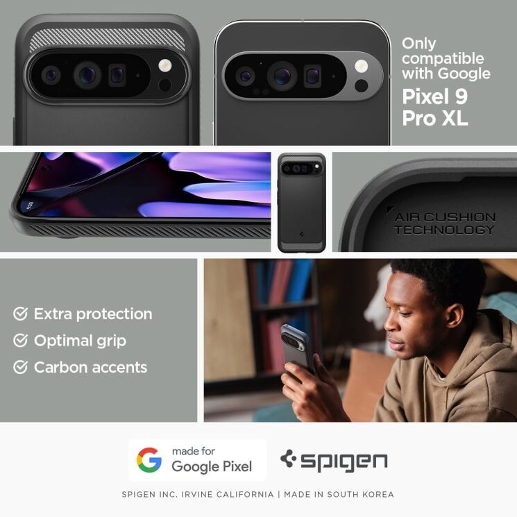 Защитный чехол Spigen (SGP) Rugged Armor для Google Pixel 9 Pro XL - Marble Grey: фото 16 из 16