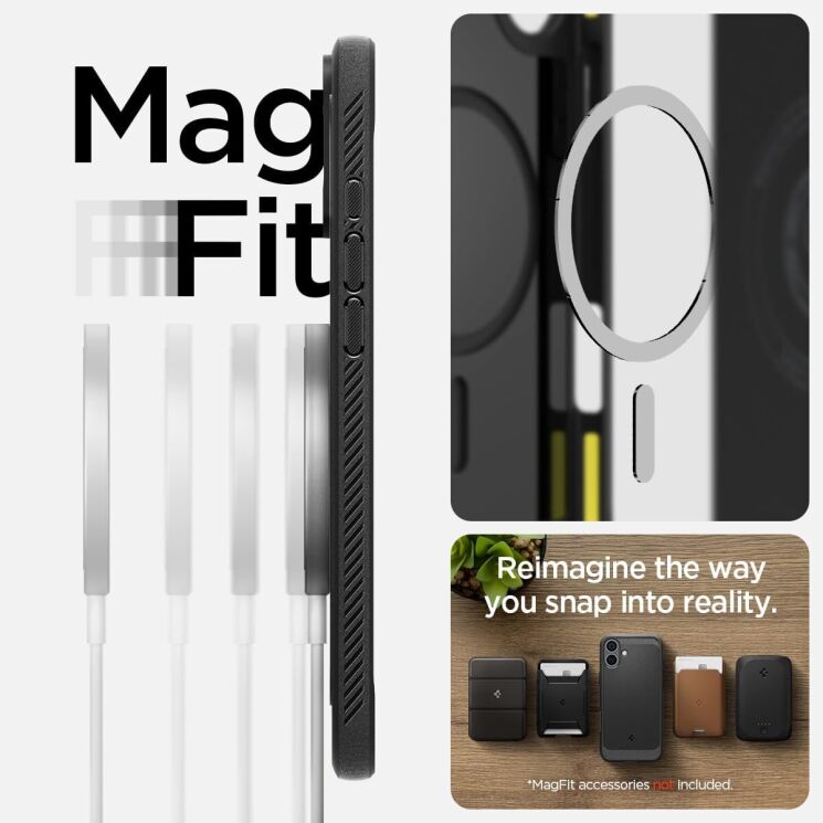 Защитный чехол Spigen (SGP) Rugged Armor (MagFit) для Apple iPhone 16 - Matte Black: фото 12 из 14