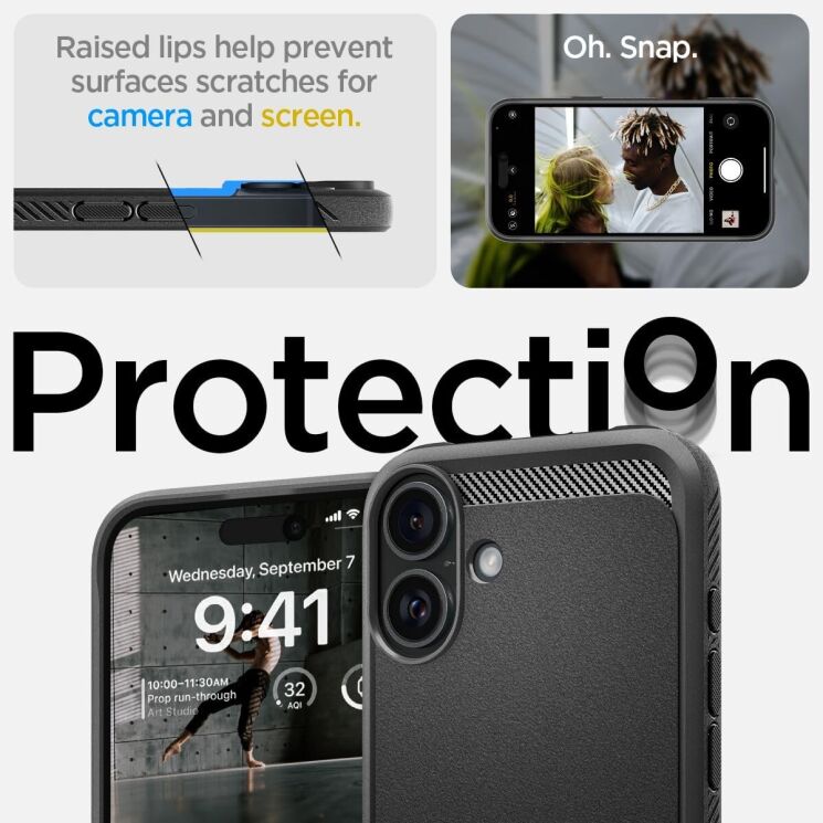 Защитный чехол Spigen (SGP) Rugged Armor (MagFit) для Apple iPhone 16 - Matte Black: фото 10 из 14
