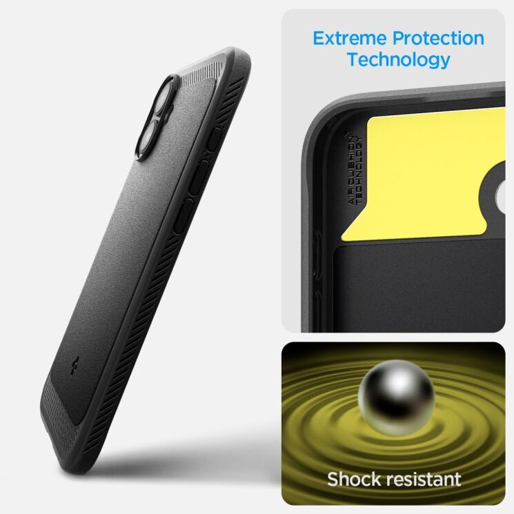 Защитный чехол Spigen (SGP) Rugged Armor (MagFit) для Apple iPhone 16 - Matte Black: фото 13 из 14