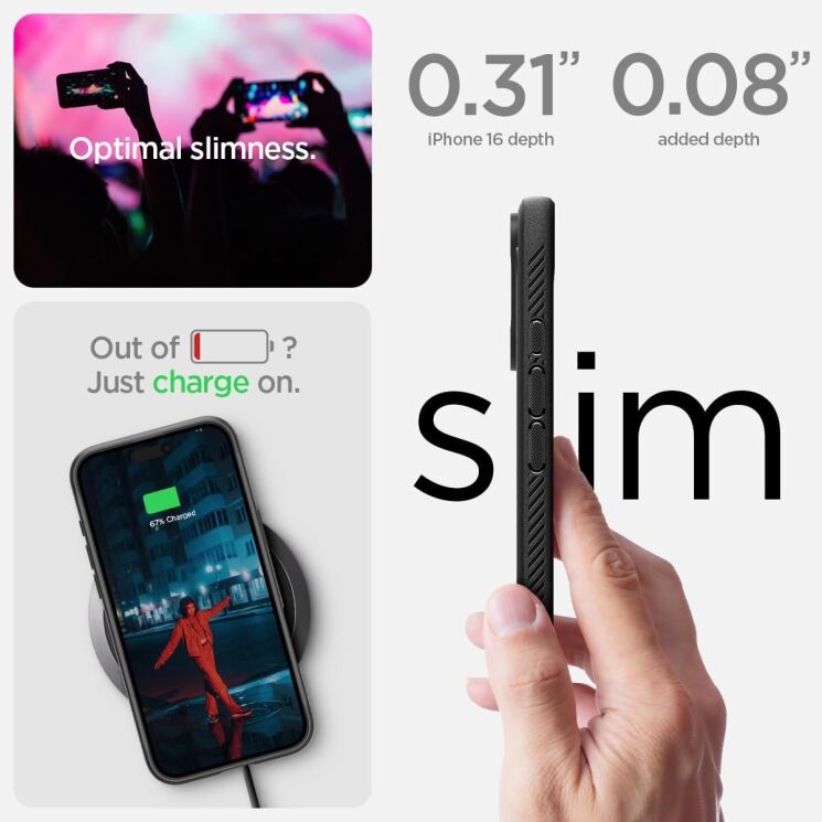Защитный чехол Spigen (SGP) Rugged Armor (MagFit) для Apple iPhone 16 - Matte Black: фото 9 из 14
