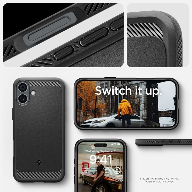 Защитный чехол Spigen (SGP) Rugged Armor (MagFit) для Apple iPhone 16 - Matte Black: фото 14 из 14